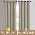 MIULEE 84 Inch Length Cobblestone Blackout Bedroom Curtains Set of 4 | Thermal - Image 8