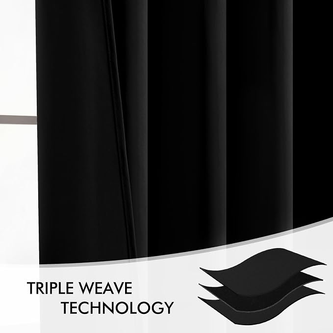 MIULEE 2 Panels Set Black Back Tab Blackout Curtains 52x96 Inch Long | Rod - Image 7