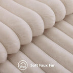 decorUhome Fall Faux Fur Throw Pillow Covers 18x18 Set of 2 Beige | Decorative - Image 2