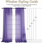 Purple Sheer Curtains 120 Inches Long 2 Panels Set, 59 Inch Extra Wide Soft - Image 2