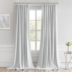 MIULEE Greyish White Back Tab Blackout Curtains 52x108 Inch Long 2 Panels | Rod - Image 9