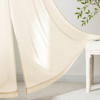MIULEE Butter Cream Sheer Curtains 84 Inches Long 4 Panels 54 x 84 Inches | - Image 3