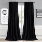 MIULEE 2 Panels Set Black Back Tab Blackout Curtains 52x96 Inch Long | Rod by MIULEE