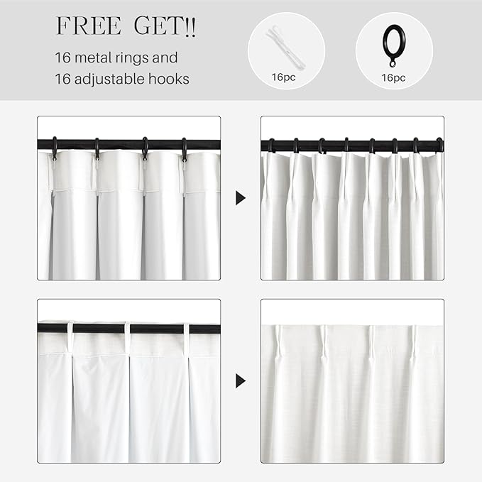 AUSSPVOCT Pinch Pleated 90 Inch Linen Curtains 100% Blackout - Image 7