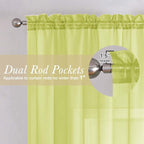 Lemon Sheer Curtains 72 Inches Long 2 Panels, Solid Voile Rustic Window Curtains - Image 5