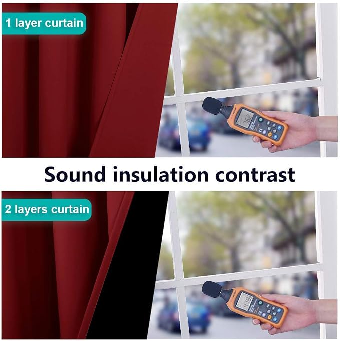 NICETOWN 100% Blackout Window Curtain Panels, Burgundy Red, Cold and Full Light - Image 4