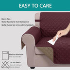 U-NICE HOME Reversible Oversized 28''Chair Covers, Burgundy/Tan | Armchair Cover - Image 4