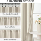 MIULEE Set of 4 Cream Beige 45 Inch Short Blackout Kitchen Window Curtains | - Image 2