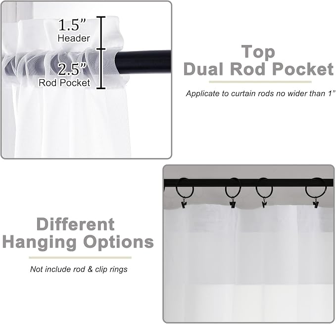 Extra Long Sheer White Curtains - Image 3