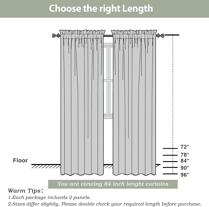 Light Grey Sheer Curtains 84 inches Long 2 Panels Set - Image 8
