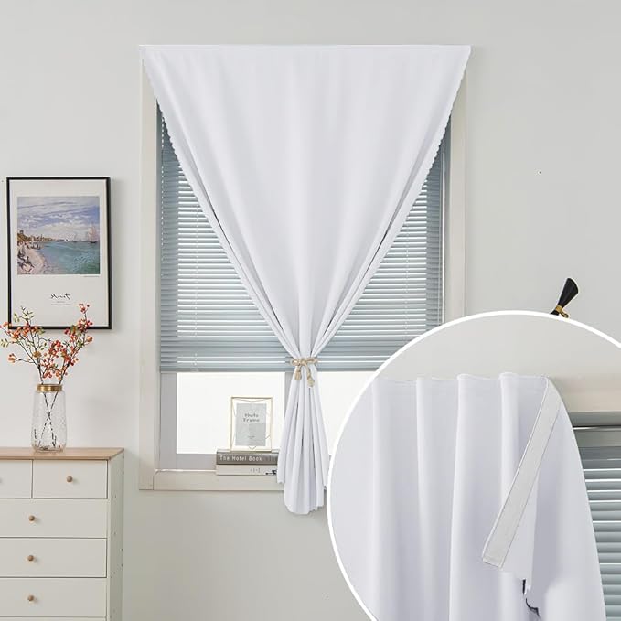Thermal Blackout Curtains with Self-Adhesive Tape, No Rod No Drill Easy Install - Image 6