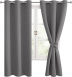 Blackout Curtains for Bedroom, 38 x 63 Inches Length, Light Grey | Thermal by Hiasan