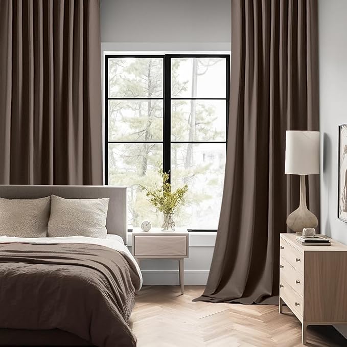 MIULEE Chocolate Brown Back Tab Blackout Curtains 52x120 Inch 2 Panels Set | - Image 2