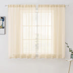 MIULEE Cream Beige Sheer Curtains 54 X 54 Inches, 2 Panels | Solid Color by MIULEE