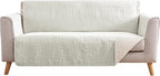 Ivory White Loveseat Couch Cover 2 Cushion Sofa, Water-Repellent Sofa Slipcover by Pamhaven