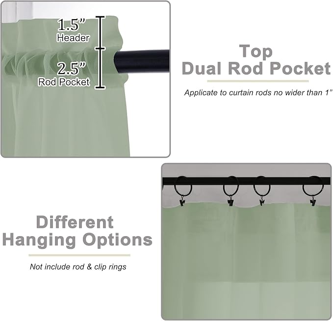 Extra Long Sheer Green Curtains - Image 3