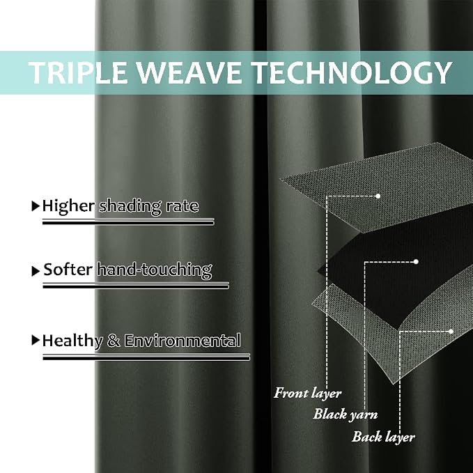NICETOWN Full Shading Curtains for Windows, Super Heavy-Duty Black Lined - Image 5