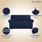 Easy-Going Stretch 4 Seater Oversized Sofa Couch Cover Navy | 1-Piece Extra - Image 4