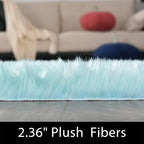 Latepis Light Blue Fur Round Rug 3ft Faux Sheepskin Circle Rug - Image 2