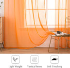 MIULEE Orange Fall Sheer Curtains 54 X 45 Inches, 2 Panels | Solid Color - Image 4