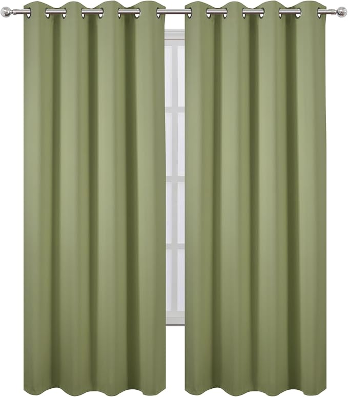 Blackout Curtains 52 x 84 inches Long Sage Green Curtains Set of 2 Panels - Image 2