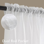 MIULEE White Short Sheer Curtains 36 Inches Long 4 Panels 42 x 36 Inches | - Image 3