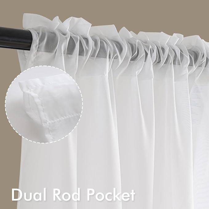 MIULEE 4 Panels White Short Sheer Curtains 24 Inch Length 42 x 24 Inches | - Image 3