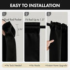 MIULEE Black Blackout Curtains 4 Panels Set 72 Inch Length Bedroom | Thermal - Image 7