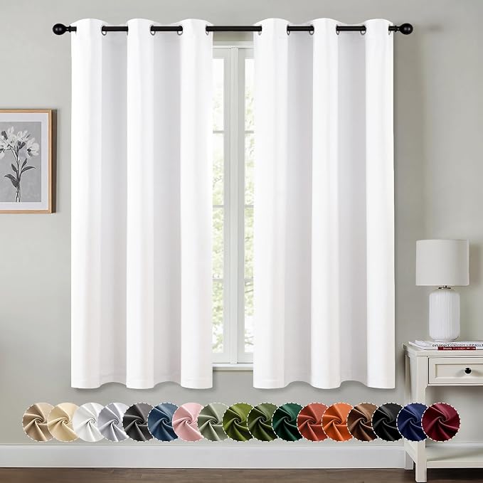 MIULEE Blackout Curtains for Bedroom 2 Panels 40 x 45 Inch Long Pure White | by MIULEE