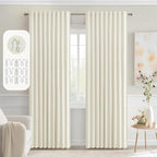MIULEE Cream Back Tab Blackout Curtains 52x90 Inch Long 2 Panels Set | Rod by MIULEE