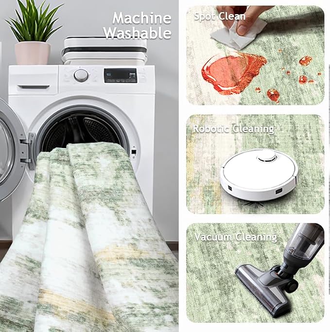 2x5 Washable Runner Rugs，Modern Abstract Rug Runner, Ultra-Thin Kitchen Runner - Image 3