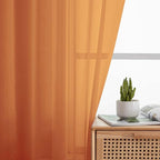 Orange Kitchen Curtains 30 Inch Length Tier 2 PCS, Solid Soft Airy Half Curtains - Image 7