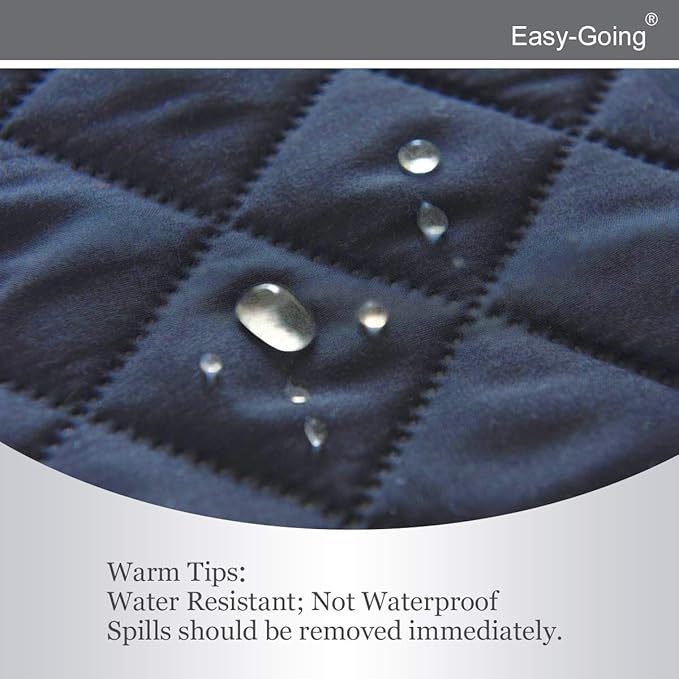 Easy-Going Reversible Couch Cover, Large Futon Sofa, Dark Blue/Light Blue | - Image 4