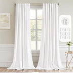 MIULEE Pure White Back Tab Blackout Curtains 52x96 Inch Long 2 Panels Set | Rod by MIULEE