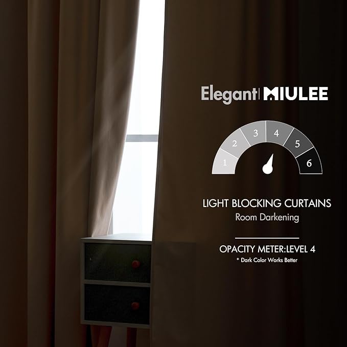 MIULEE Velvet Curtains 52x72 inches 2 Panels Camel Beige Blackout Curtains | - Image 5