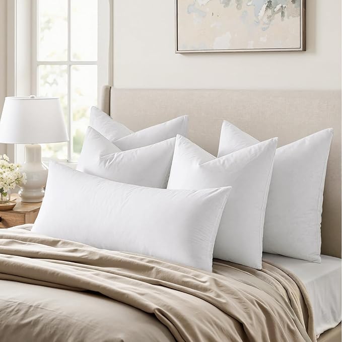 MIULEE 22x22 Pillow Inserts, Double-Layer Down-Proof Cotton Cover, Decorative - Image 3