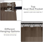 Chocolate Kitchen Curtains 30 Inch Length Tier 2 PCS, Solid Soft Airy Half - Image 4