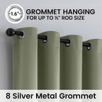 SimpleHome Light Sage 100% Blackout Curtains Room Darkening Living Room 96 | - Image 6
