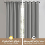 MIULEE 4 Panel Set Short Bedroom Blackout Curtains 54 Inch Long Light Grey | - Image 7