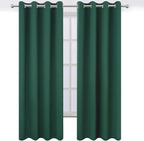 Blackout Curtains 52 x 90 Inch Long Dark Green Curtains Set of 2 Panels Room - Image 2