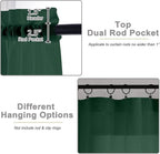 Kitchen Curtains 24 Inch Length Tier 2 Pieces, Hunter Green Sheer Curtain Solid - Image 4