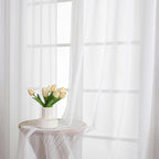 White Sheer Curtains 63 Inch Length 2 Pcs, Light Filtering Rod Pockets Window - Image 9