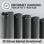 SimpleHome Grey 100% Blackout Curtains Room Darkening Living Room 84 Inch | - Image 6