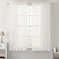 MIULEE Ivory Sheer Curtains 2 Panels Embroidered Leaf Patterned, W52 x L54 | by MIULEE