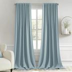 MIULEE Slate Blue Back Tab Blackout Curtains 52x102 Inch Long 2 Panels Set | by MIULEE