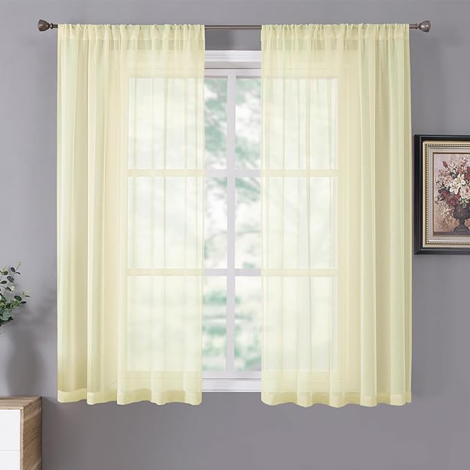 Tollpiz Short Sheer Curtains Living Room Linen Textured Curtain Sheers Light by Tollpiz