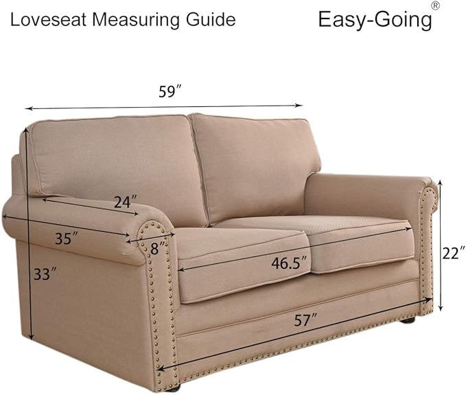 Easy-Going Stretch Loveseat Couch Covers Washable Camel | 1-Piece Loveseat - Image 7