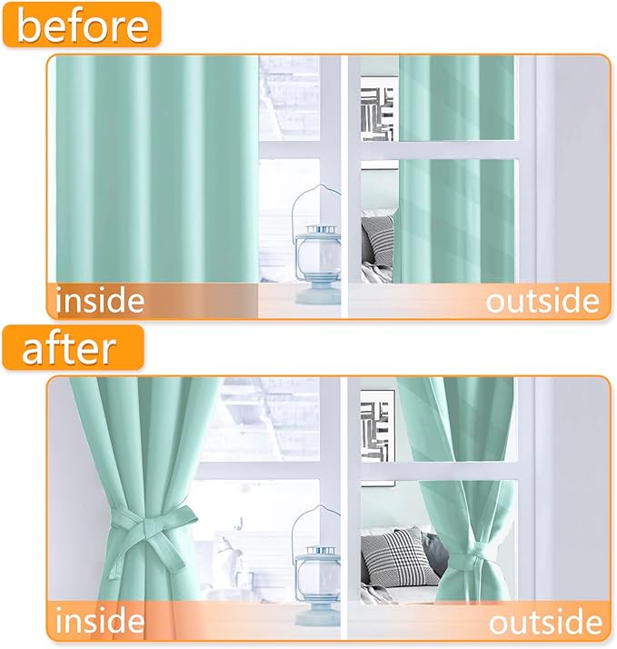Blackout Curtains for Bedroom, 38 x 84 Inches Long, 2 Panels, Aqua | Thermal - Image 5