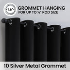 SimpleHome Black 100% Blackout Curtains Room Darkening Living Room 63 Inch | - Image 6