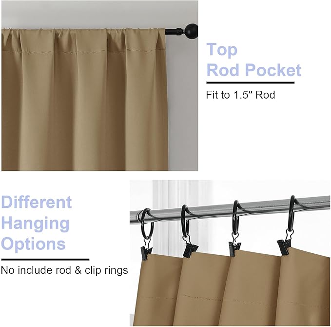 Simplebrand Ava Taupe Short Blackout Curtains - Image 4
